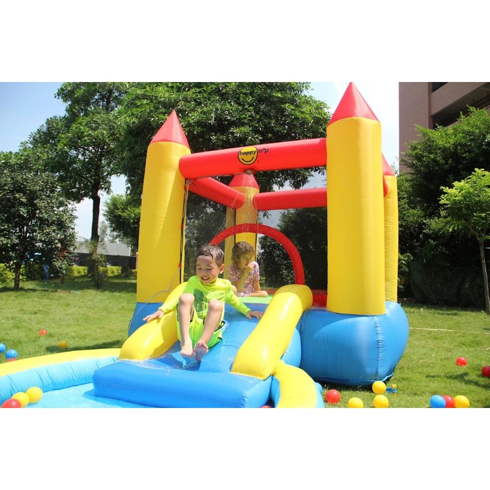 Happy Hop Castle Bouncer with Slide and Hoop