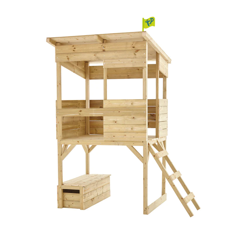 TP Treetops Wooden Tower Playhouse with Toy Box, Add-On Slide