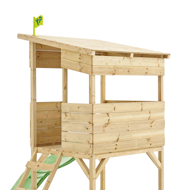 TP Treetops Wooden Tower Playhouse with Toy Box, Add-On Slide