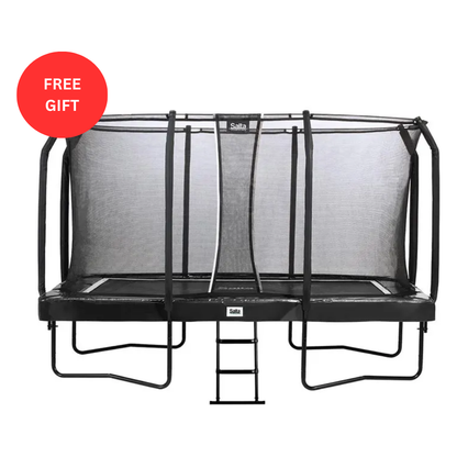 14ft x 8ft Salta Black Rectangular First Class Trampoline with Enclosure