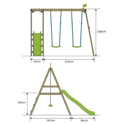 Forest Multiplay Double Wooden Swing Set & Slide