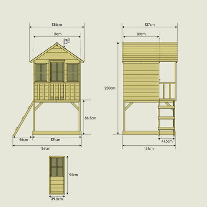 TP Hill Top Tower Wooden Playhouse with Add-On Slide