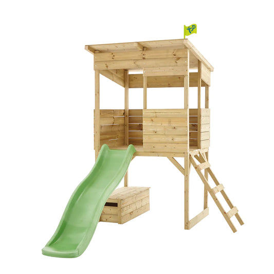 TP Treetops Wooden Tower Playhouse with Toy Box, Add-On Slide