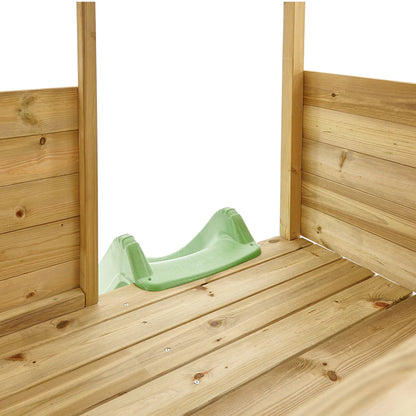 TP Treetops Wooden Tower Playhouse with Toy Box, Add-On Slide