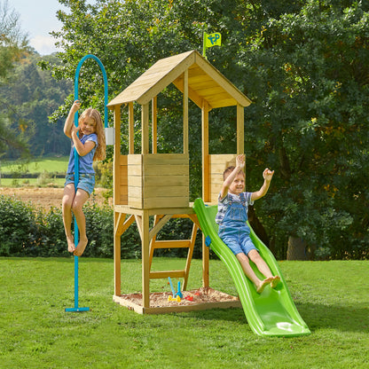 TP Treehouse Wooden Play Tower with Firemans Pole and Slide